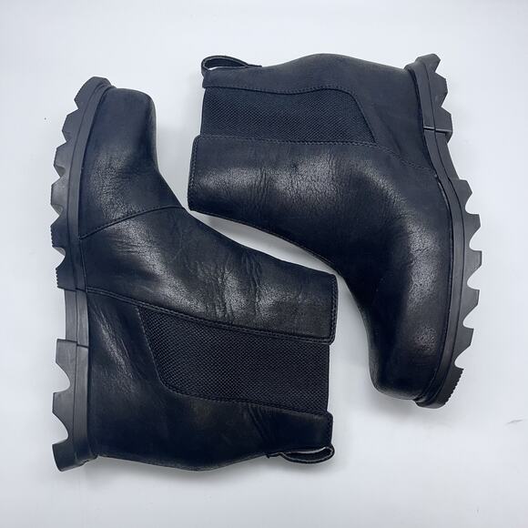 SOREL Joan of Arctic Wedge III Chelsea Boot Women's US 11 Black Leather‎ NL-4355 - Picture 1 of 8